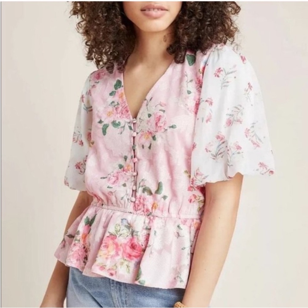 Hemant & Nandita Rose Rayon Pink Garden Blouse